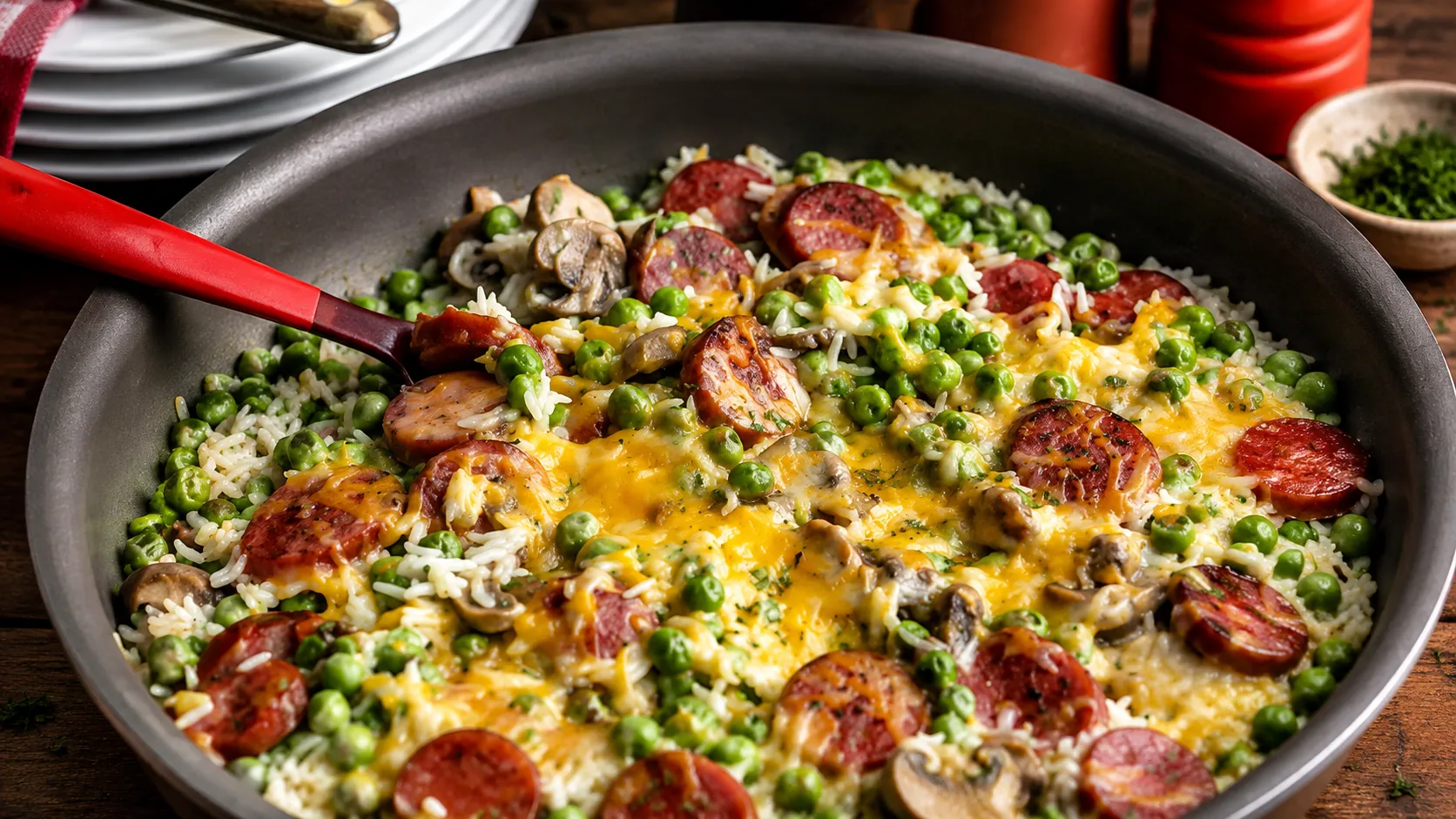 Skillet Turkey Kielbasa With Lentils and Kale