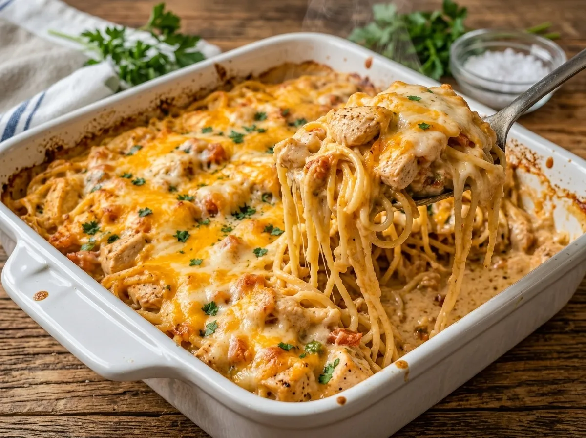 Cheesy Monterey Chicken Spaghetti