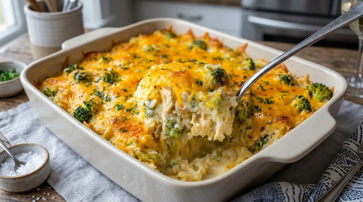 Cheesy Broccoli Chicken and Rice Casserole