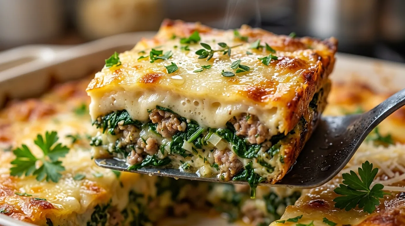 Creamy Spinach Mushroom White Lasagna