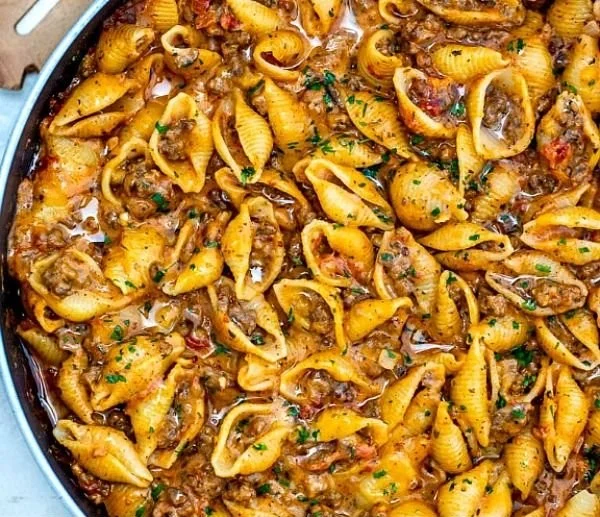Creamy Beef and Shells - Sweet and Savory Meals