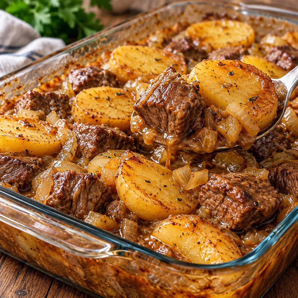 My grandmother made this every Sunday during hard times and we still request it at family dinners | Grandmothers beef tips, Beef stew with potatoes recipes, Beef and potatoes casserole