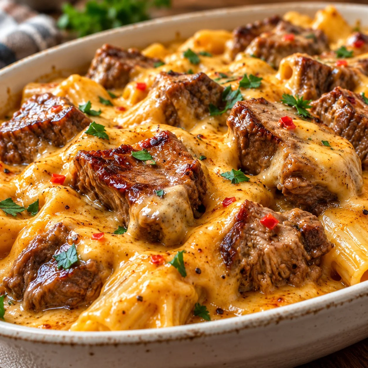 Buffalo Cheddar Steak Pasta