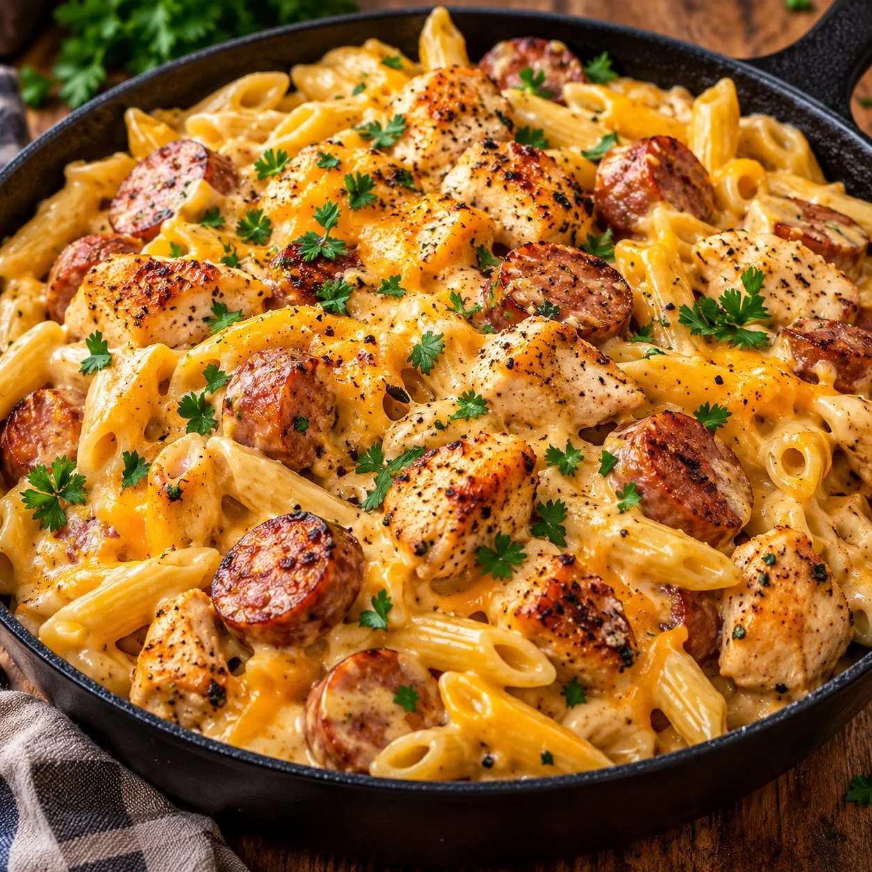 Delicious One-Pot Cheddar Ranch Chicken & Sausage Rotini Recipe