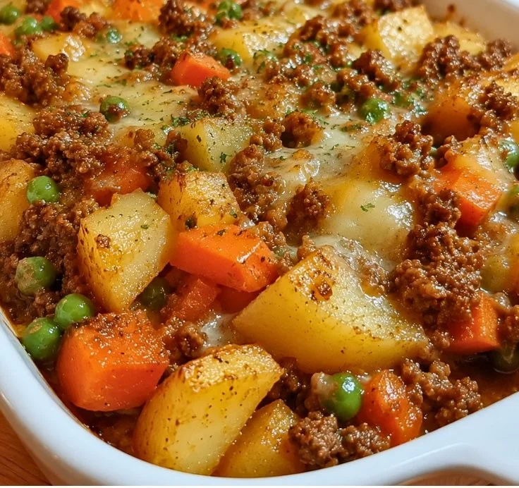 Easy Cheesy Hobo Casserole – Hearty Family Dinner with Ground Beef & Potatoes