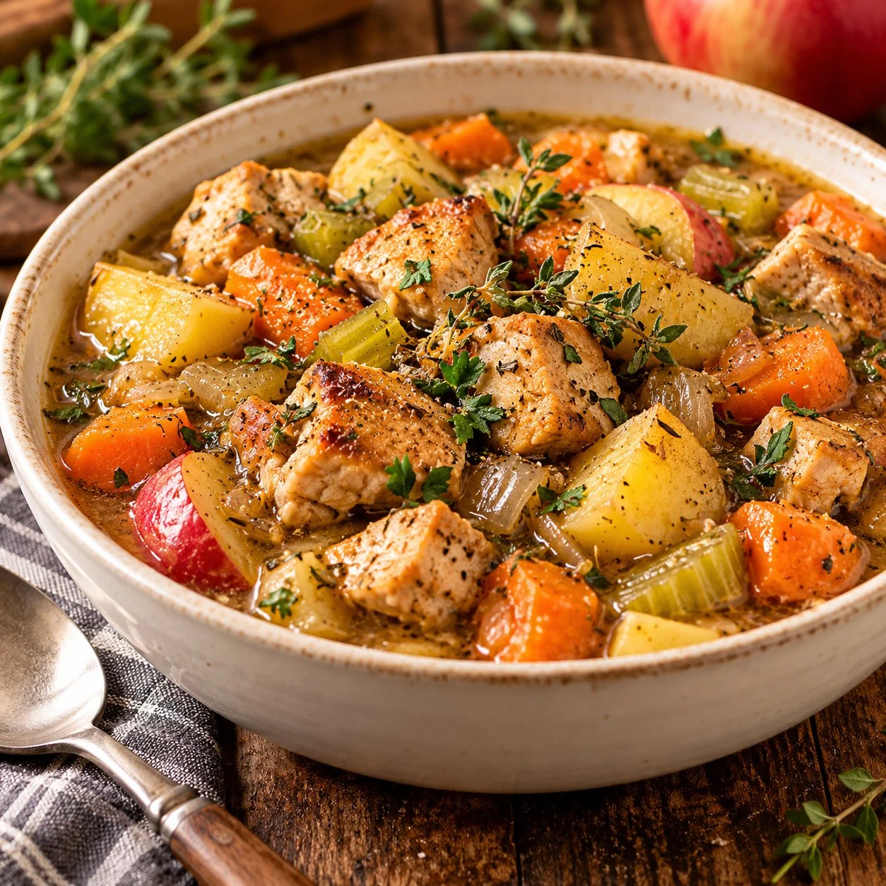 Healthy Turkey Stew with Apple Cider | Cozy High-Protein Family Dinner