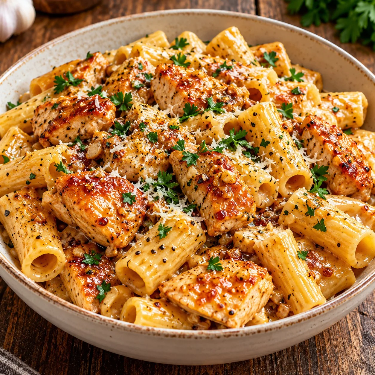 Delicious One-Pot Creamy Honey Garlic Chicken Rigatoni Recipe!