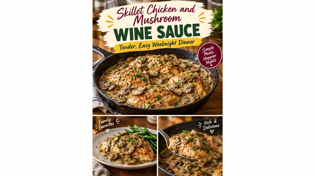 Skillet Chicken and Mushroom Wine Sauce: Tender, Easy Weeknight Dinner